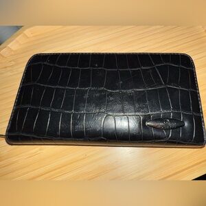 Black Crocodile-Embossed Wallet